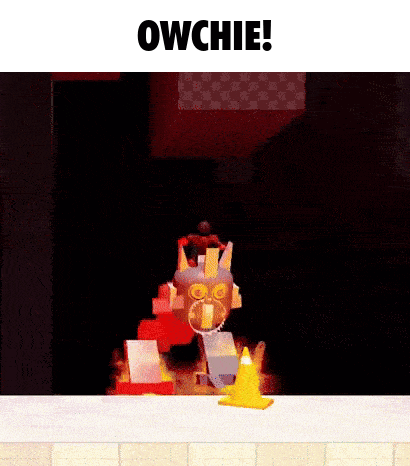 a video game scene with the words owchie on the bottom