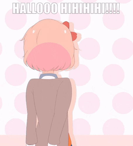 a picture of a girl with a bow and the words hallooo hhhhii !!!