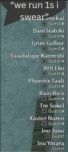 a screenshot of a game that says " we run 1s i swear " at the top