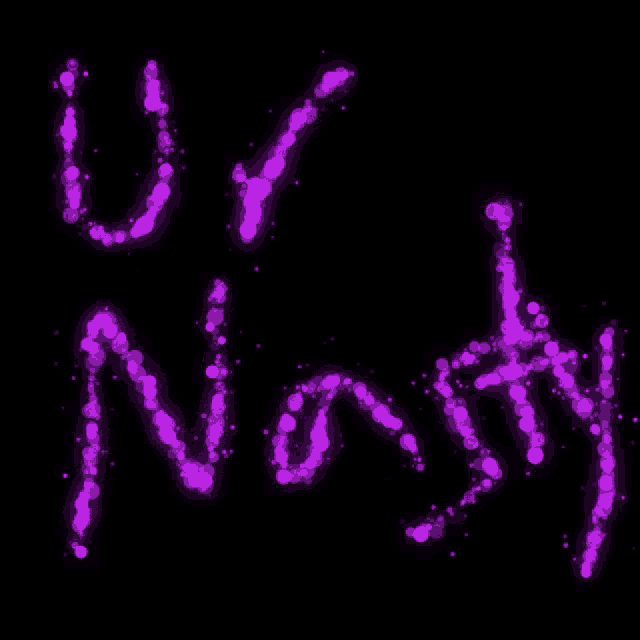 the word nasty is written in purple letters on a black background