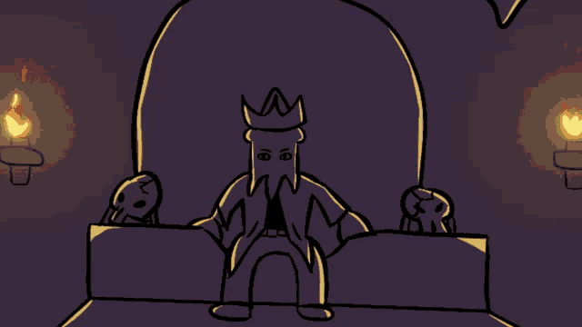 a cartoon of a king sitting on a throne