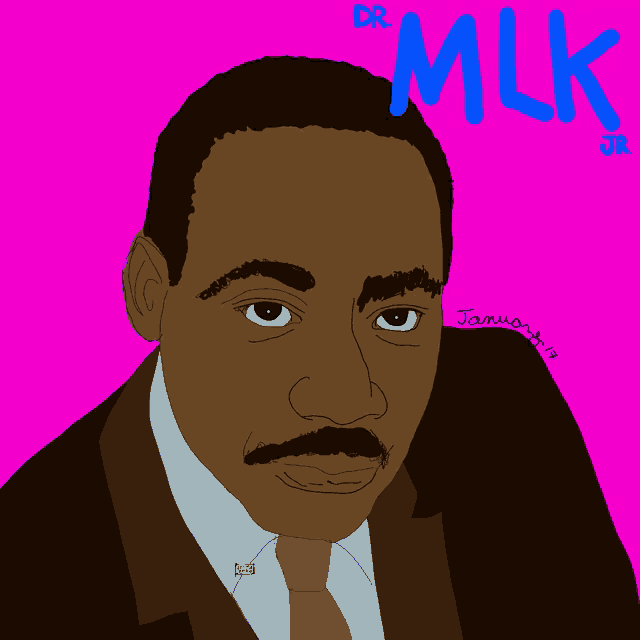 a drawing of dr. martin luther king jr. with the date january 14th 2013