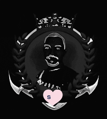a picture of a man with a crown and a heart that says sbc on it