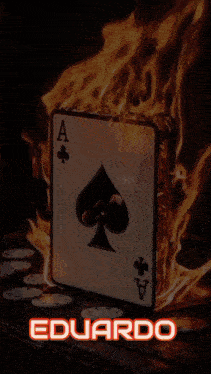 an ace of spades playing card with the name eduardo written below it