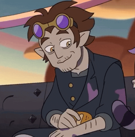 a cartoon character is sitting on a couch and eating a sandwich .