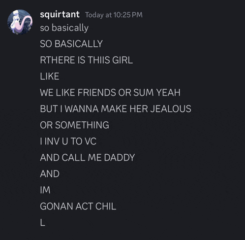 a screenshot of a discord conversation with the name squirtant