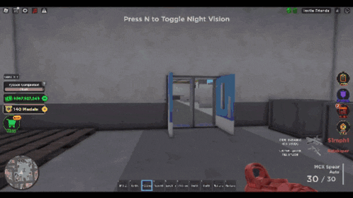 a screenshot of a video game with the words press n to toggle night vision visible