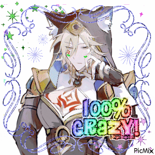 a picture of a person with the words 100 % crazy