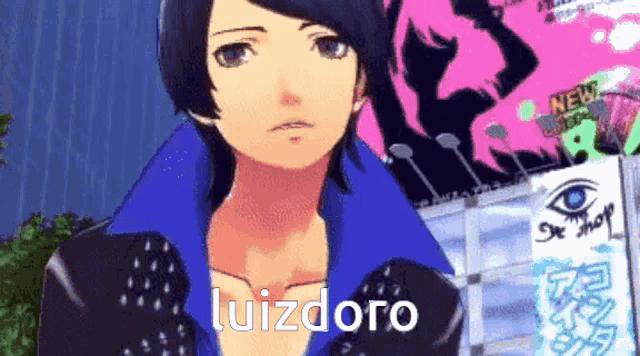 a cartoon character with the name luizdoro written on the bottom