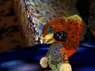 a cartoon character is wearing a colorful outfit