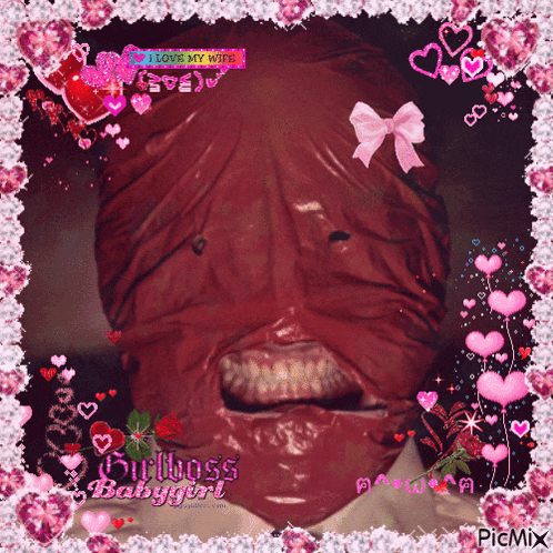 a picture of a man with his face wrapped in plastic and the words i love my wife on the bottom