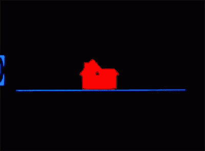 a home alone logo with a red house