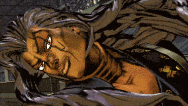a cartoon of a man with long hair and a black shirt