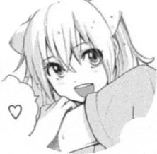 a black and white drawing of a girl with cat ears and a heart in the background .