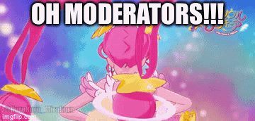 a cartoon of a girl with a star in her hair and the words oh moderators