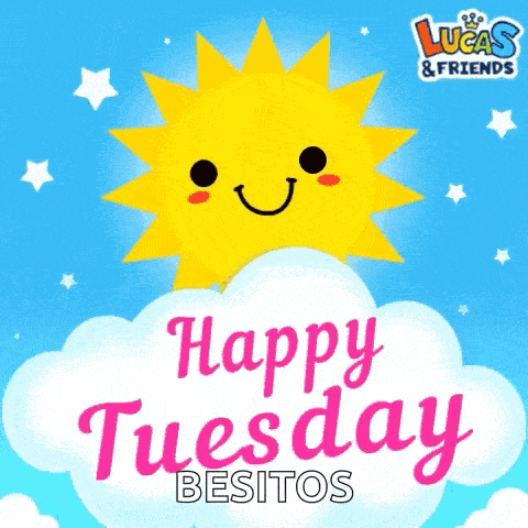 a lucas & friends greeting card with a smiling sun on a cloud