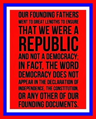 a red poster that says our founding fathers went to great lengths to ensure that we were a republic