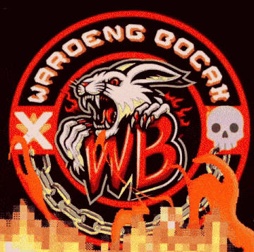 waroeng bocah logo with a rabbit and chains