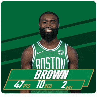 a boston brown basketball player has 47 points and 10 rebs