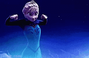 a cartoon of elsa from frozen flexing her muscles in the dark