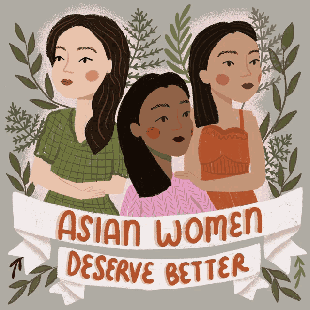 an illustration of asian women standing next to each other