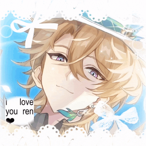 a picture of a boy with the words " love you ren " on it