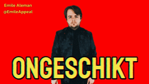 a poster with a man pointing at the viewer and the word ongeschicht