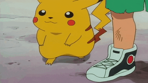 a pikachu standing next to a person with the words trans rights written on the bottom