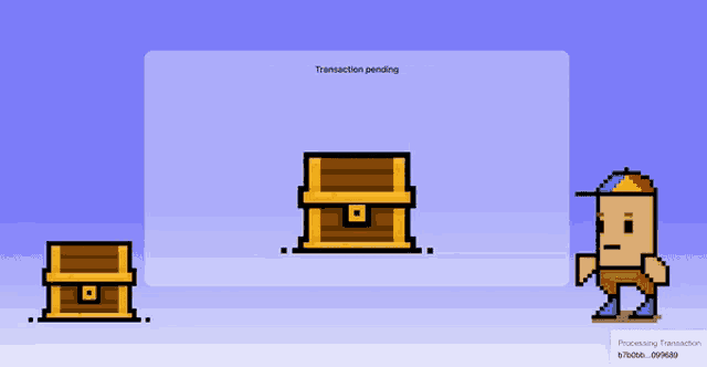 a pixel art of a man standing next to a treasure chest with the words congratulations here your elrond buddies
