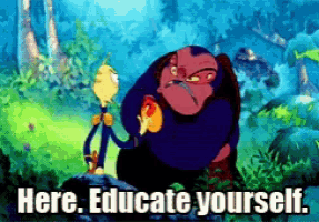 a pixelated image of a monkey with the words here educate yourself on the bottom