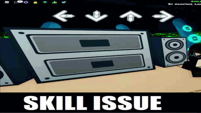a screenshot of a video game with the words skill issue on the bottom
