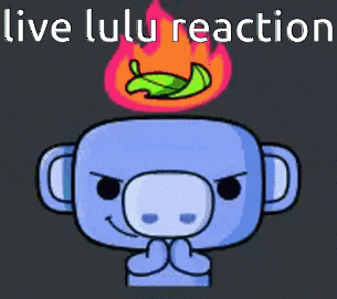 a cartoon of a monkey with a leaf on its head and the words live lulu reaction