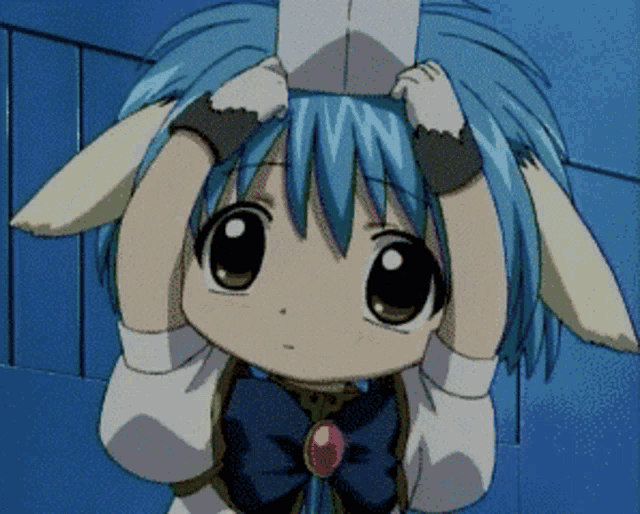 a little girl with blue hair is wearing a bow tie