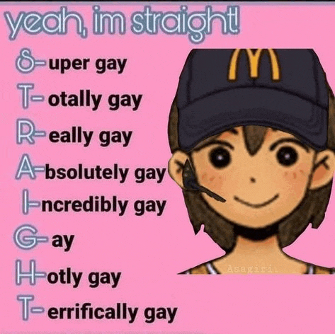 a cartoon character wearing a mcdonald 's hat and a headset is being called straight .