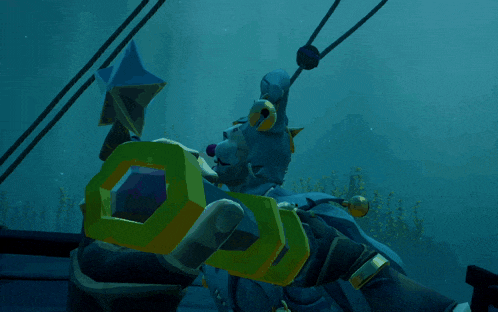 a person in a video game is holding a shield in their hand