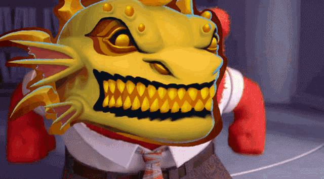 a cartoon drawing of a monster with a big mouth and teeth