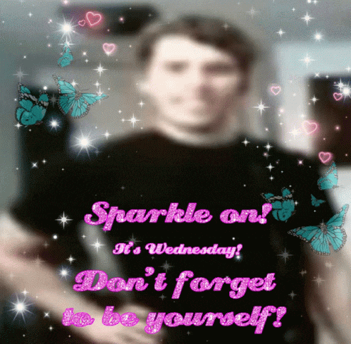 a picture of a man with the words sparkle on it 's wednesday