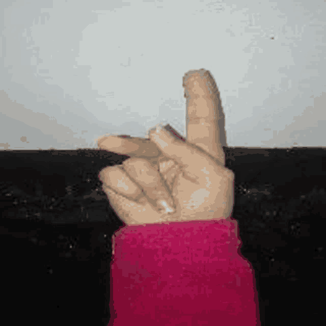 a person 's hand is making a middle finger gesture .