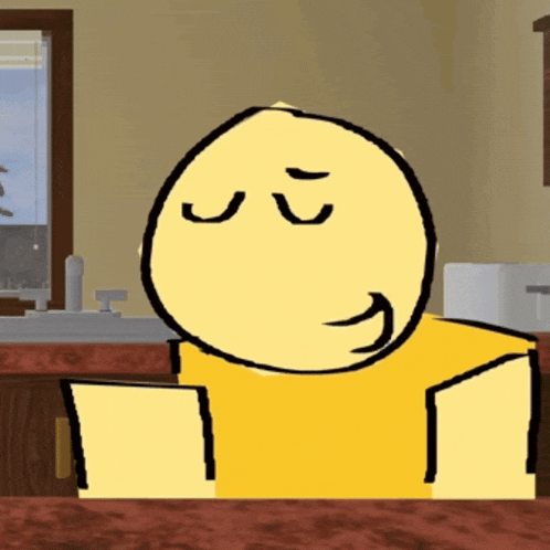 a yellow cartoon character with a smiley face