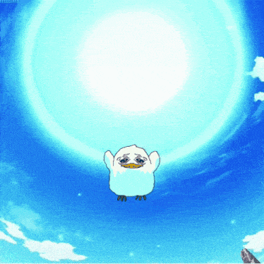 a cartoon drawing of a bird flying in the air