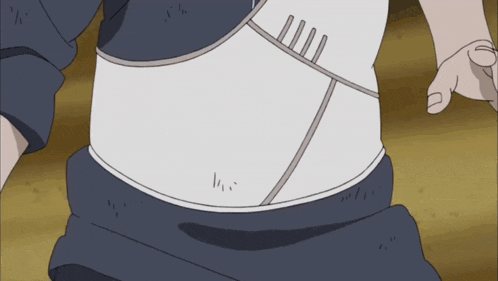 a drawing of a person with a bandage on their waist