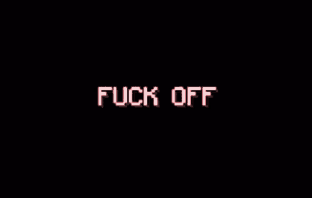 a black background with pink petals and the word fuck off