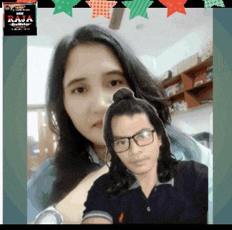 a picture of a woman and a man with the word raja on the bottom right
