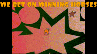 a poster that says we bet on winning horses with two horses on it