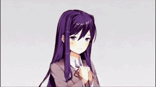 a cartoon girl with purple hair is smiling and says `` it 's free real estate '' .