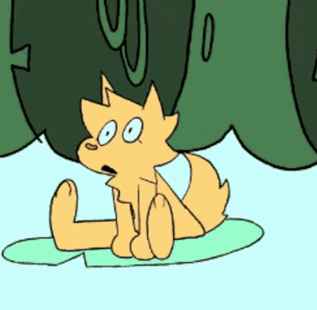 a cartoon cat is sitting under a tree