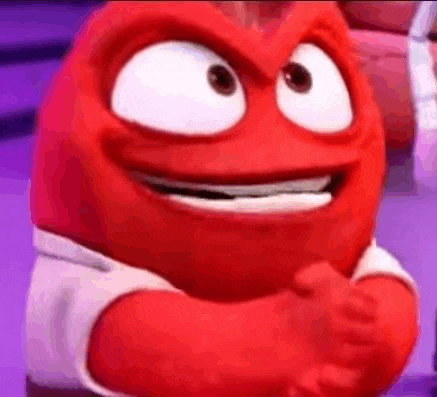 a close up of a cartoon character from inside out making a face .