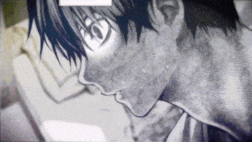 a black and white drawing of a man 's face with a tear coming out of his mouth