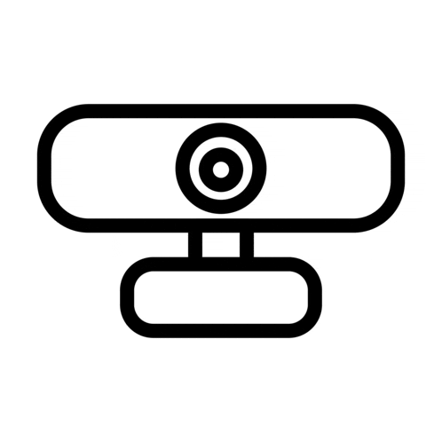 a line drawing of a webcam with a circle in the center