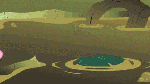 pinkie pie from my little pony is looking at a pond